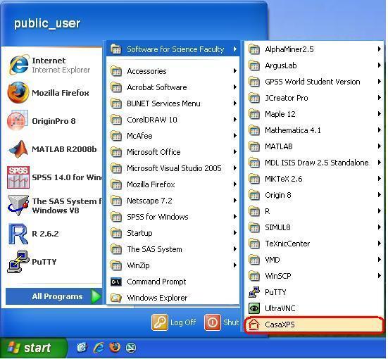 How to start the CasaXPS